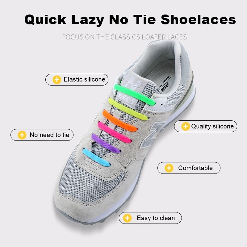 Elastic Shoelaces Fit all. No tying needed.